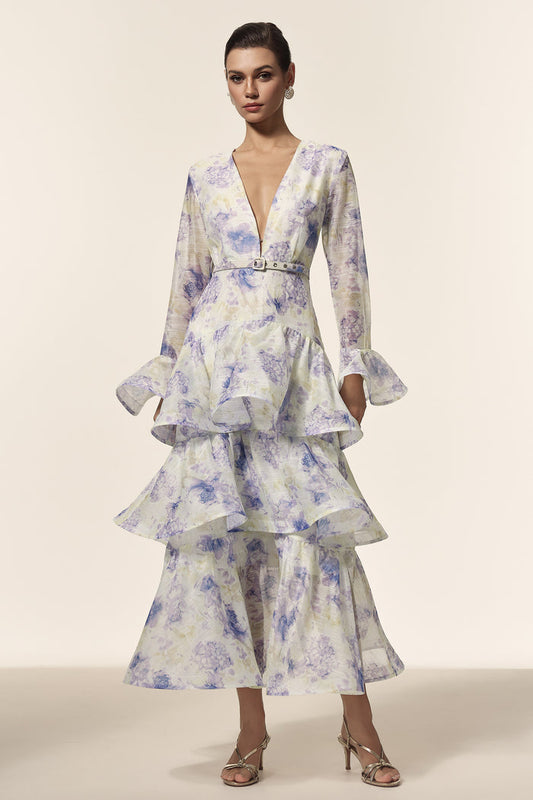 Arielle  Floral Tiered Midi Dress