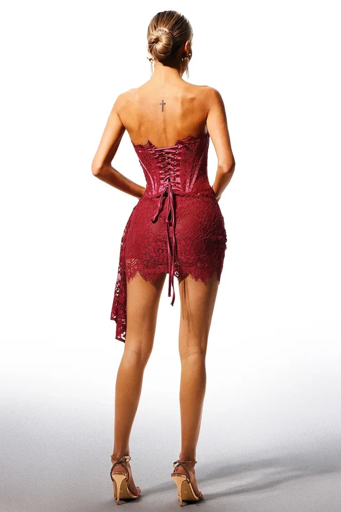 Arielle Red Lace Corset Mini Dress