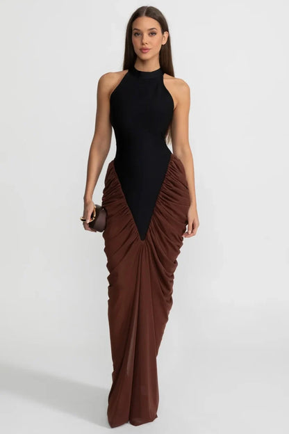 Ashlyn Black & Brown Maxi Dress