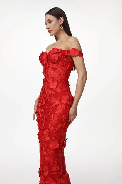 Ashlyn Red Floral Maxi Dress