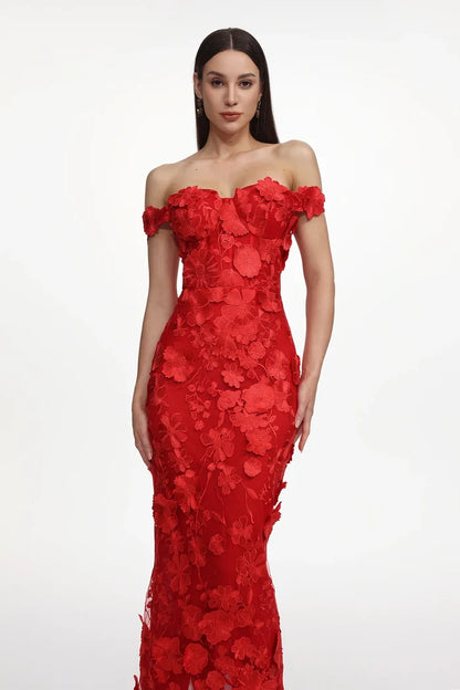 Ashlyn Red Floral Maxi Dress