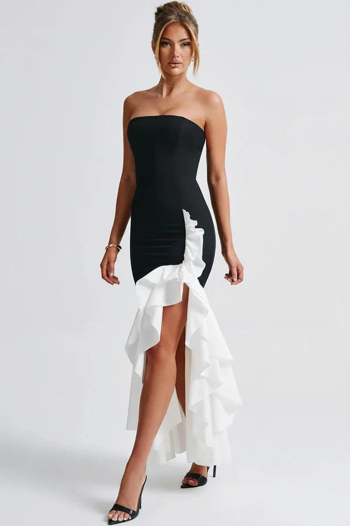Avalon Strapless Ruffle Maxi Dress