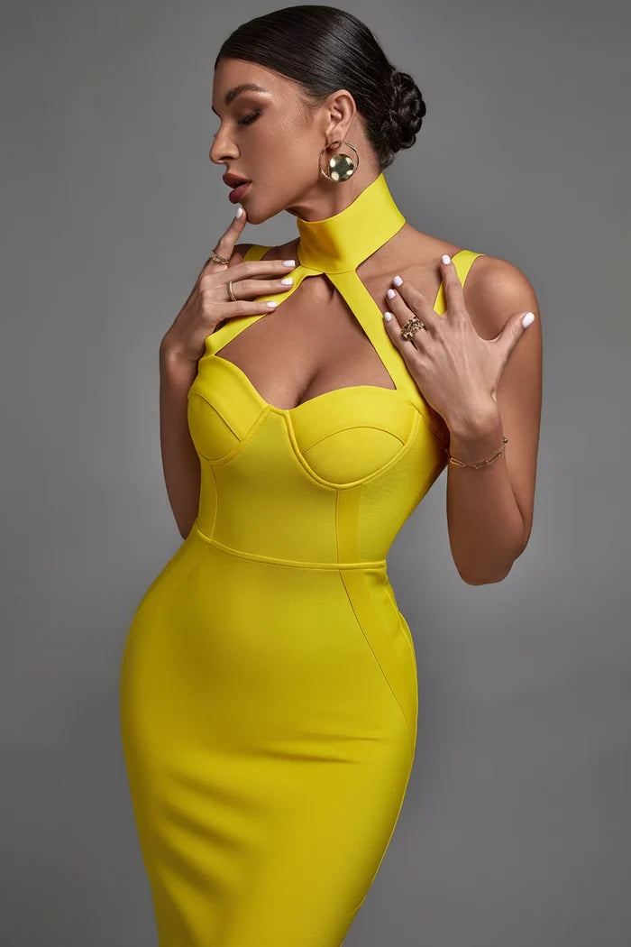 Azélia Cutout Halter Bodycon Dress