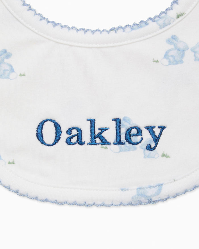 Lapinou Bib Baby Bib in Pale Blue Bunny