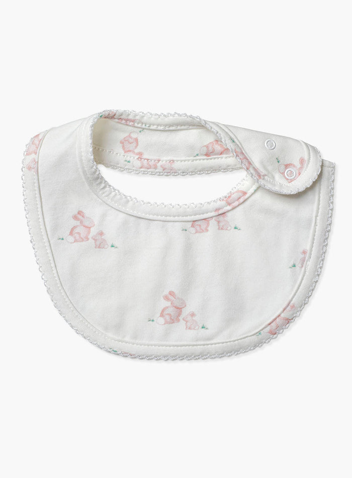 Lapinou Bib Baby Bib In Pale Pink Bunny