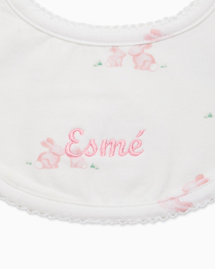 Lapinou Bib Baby Bib in Pale Pink Bunny