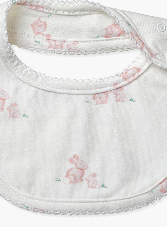 Lapinou Bib Baby Bib In Pale Pink Bunny