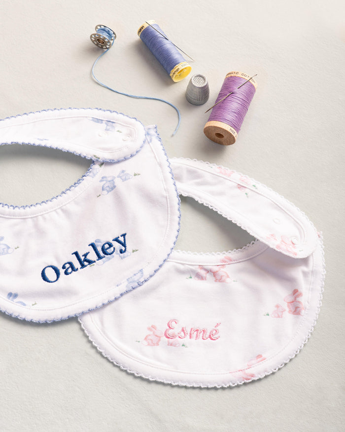Lapinou Bib Baby Bib in Pale Pink Bunny