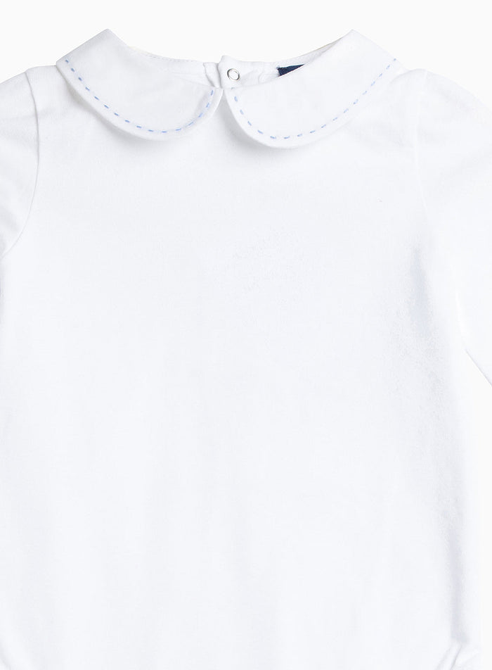 Thomas Brown Body Little Long-Sleeved Milo Stitched Body in White/Pale Blue