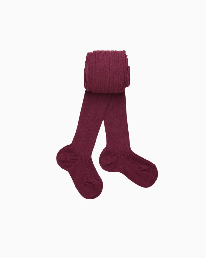Chelsea Clothing Company Tights Baby Ribbed Tights in Aubergine