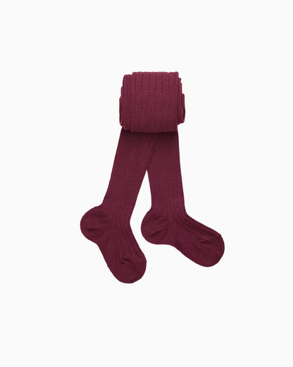 Chelsea Clothing Company Tights Baby Ribbed Tights in Aubergine