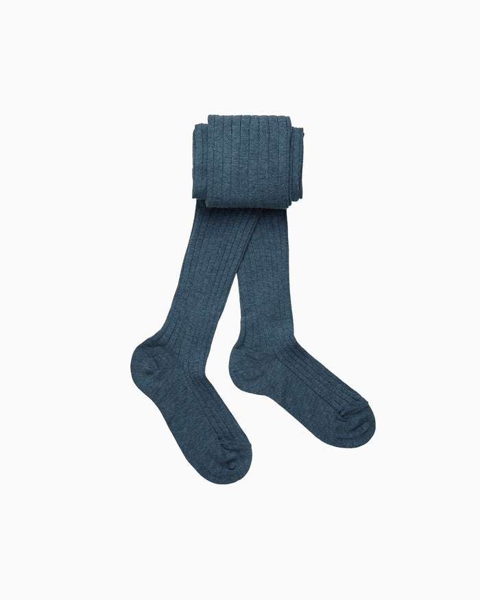Chelsea Clothing Company Tights Baby Ribbed Tights in Denim Blue