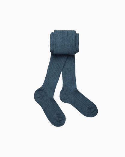 Chelsea Clothing Company Tights Baby Ribbed Tights in Denim Blue