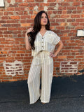 Beige Stripe Pant Set