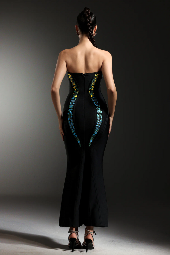 Bella Strapless Embroidered Corset Dress