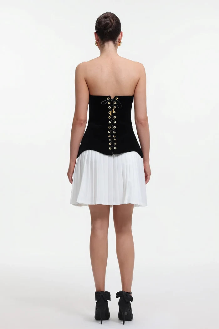 Beyoncé Strapless Corset Pleated Mini Dress