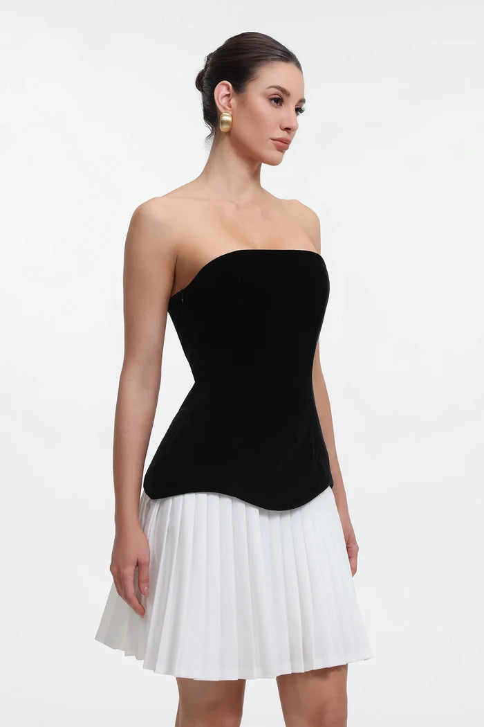 Beyoncé Strapless Corset Pleated Mini Dress