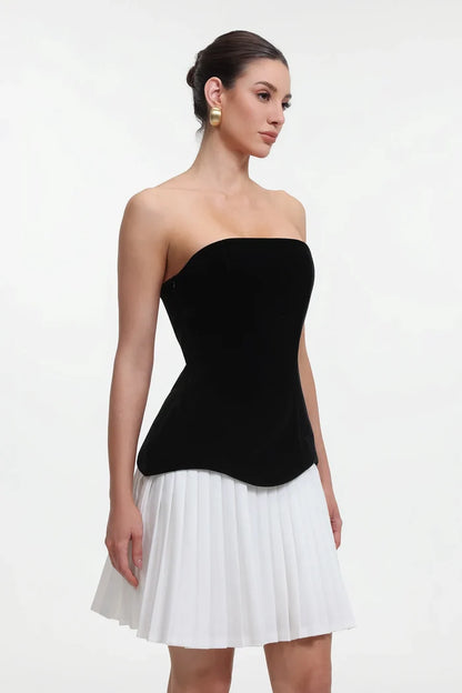 Beyoncé Strapless Corset Pleated Mini Dress