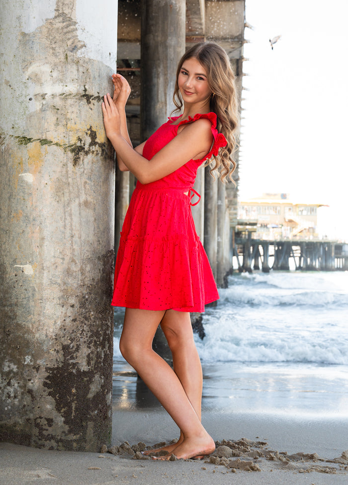 BIANCA Lace Back Ruffle Dress