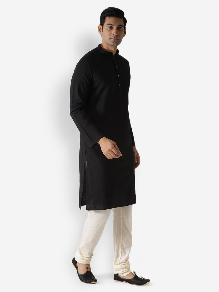 Black Cotton Plain Kurta