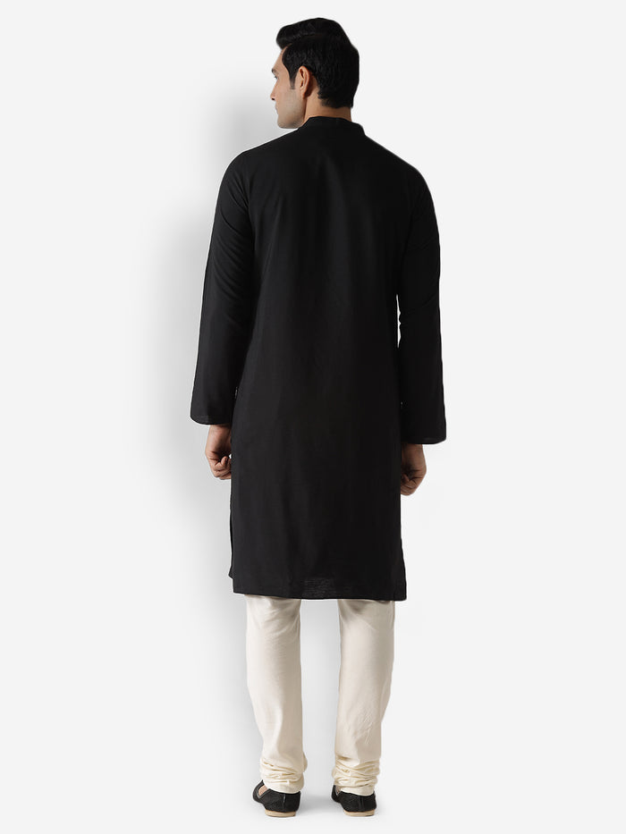 Black Cotton Plain Kurta