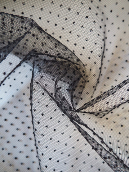 Black Flocked Dot Tulle
