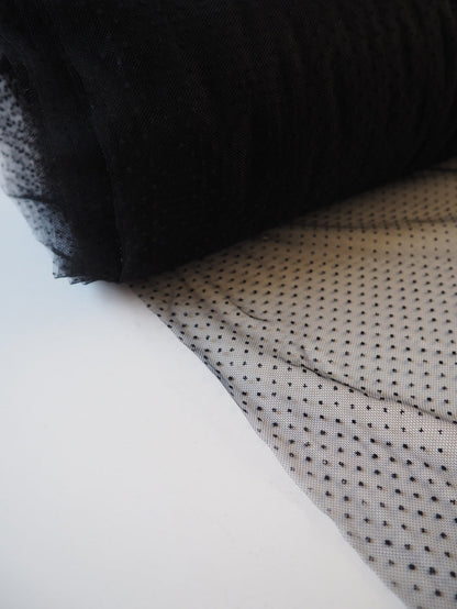 Black Flocked Dot Tulle