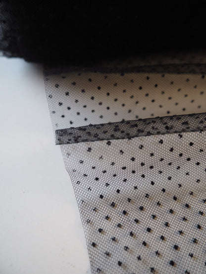 Black Flocked Dot Tulle