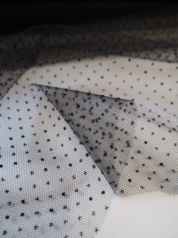 Black Flocked Dot Tulle
