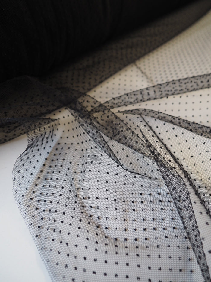 Black Flocked Dot Tulle