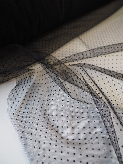 Black Flocked Dot Tulle