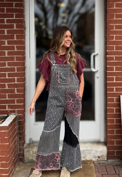 Black Floral Overalls