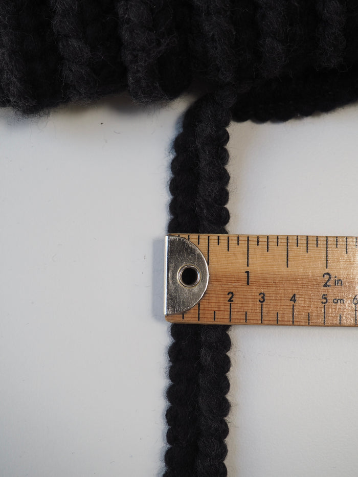 Black + Grey Braided Wool Trim 20mm
