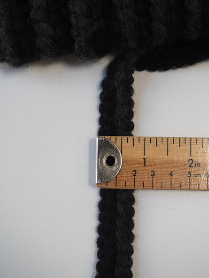 Black + Grey Braided Wool Trim 20mm