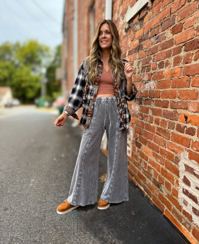Black Multi Button Up Top