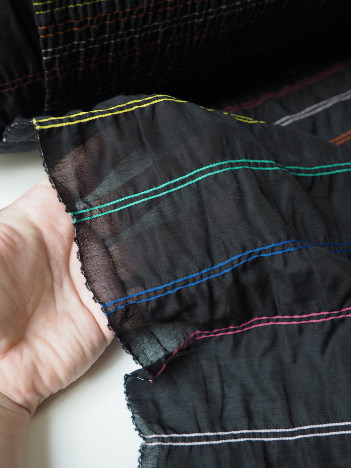 Black + Rainbow Descending Stripe Cotton (Per Piece)