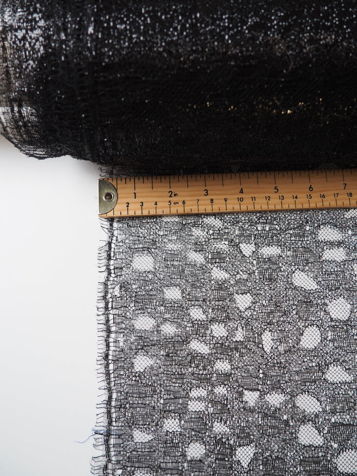 Black Spotted Fishnet Lurex Lace