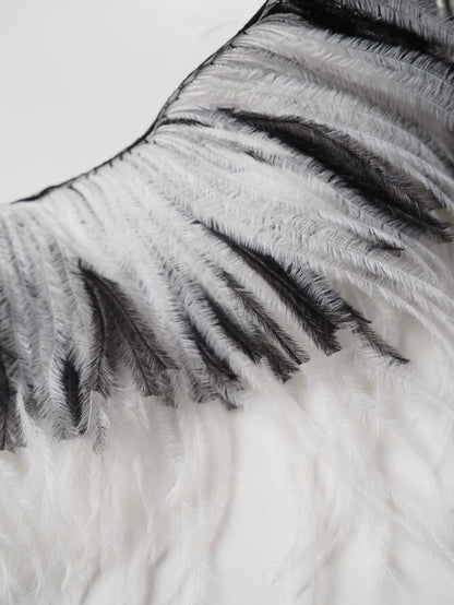 Black + White Layered Ostrich Feather Fringing