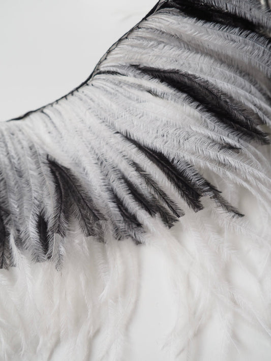 Black + White Layered Ostrich Feather Fringing