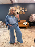 Blue Knit 3/4 Top