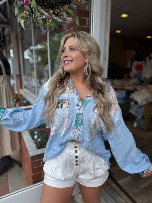 Blue Multi Floral Top