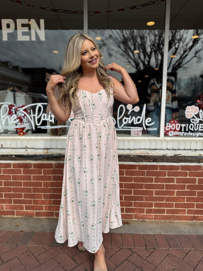 Blush Corset Midi Dress