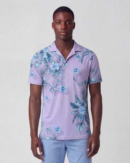 BOBBY MALI FLORAL LAVENDER MENS WOOL JOHNNY COLLAR POLO
