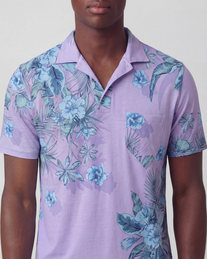 BOBBY MALI FLORAL LAVENDER MENS WOOL JOHNNY COLLAR POLO