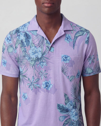 BOBBY MALI FLORAL LAVENDER MENS WOOL JOHNNY COLLAR POLO