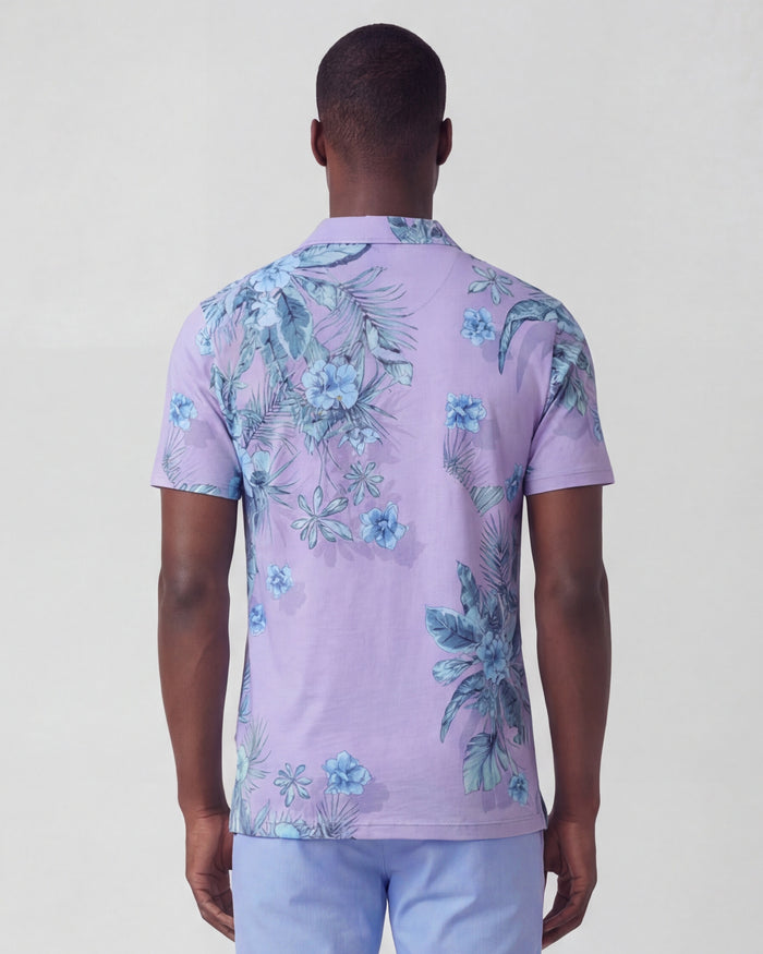BOBBY MALI FLORAL LAVENDER MENS WOOL JOHNNY COLLAR POLO