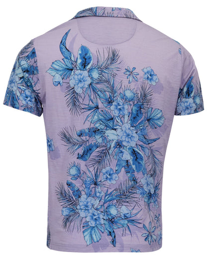 BOBBY MALI FLORAL LAVENDER MENS WOOL JOHNNY COLLAR POLO