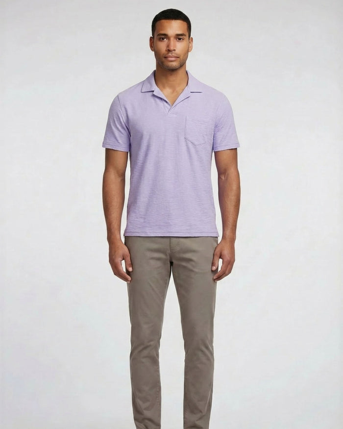 BOBBY MERINO JERSEY COLLARED SHIRT - LAVENDER