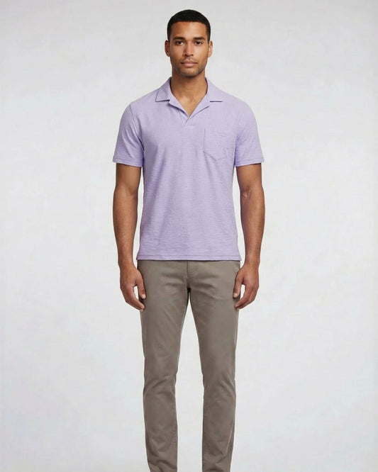 BOBBY MERINO JERSEY COLLARED SHIRT - LAVENDER