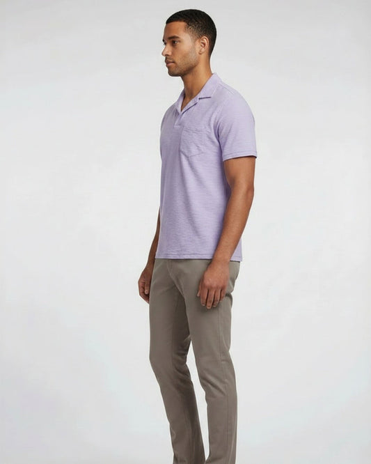BOBBY MERINO JERSEY COLLARED SHIRT - LAVENDER